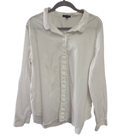 Eileen Fisher Tops - EILEEN FISHER Womens XL White Button Down Long‎ Sleeve Shirt Top Relaxed Fit